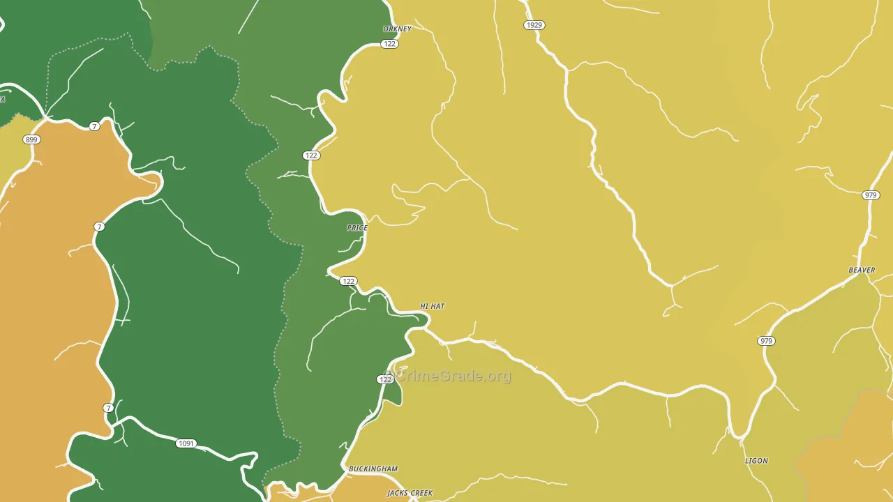 Hi Hat, KY Map of Vehicle Theft Rates