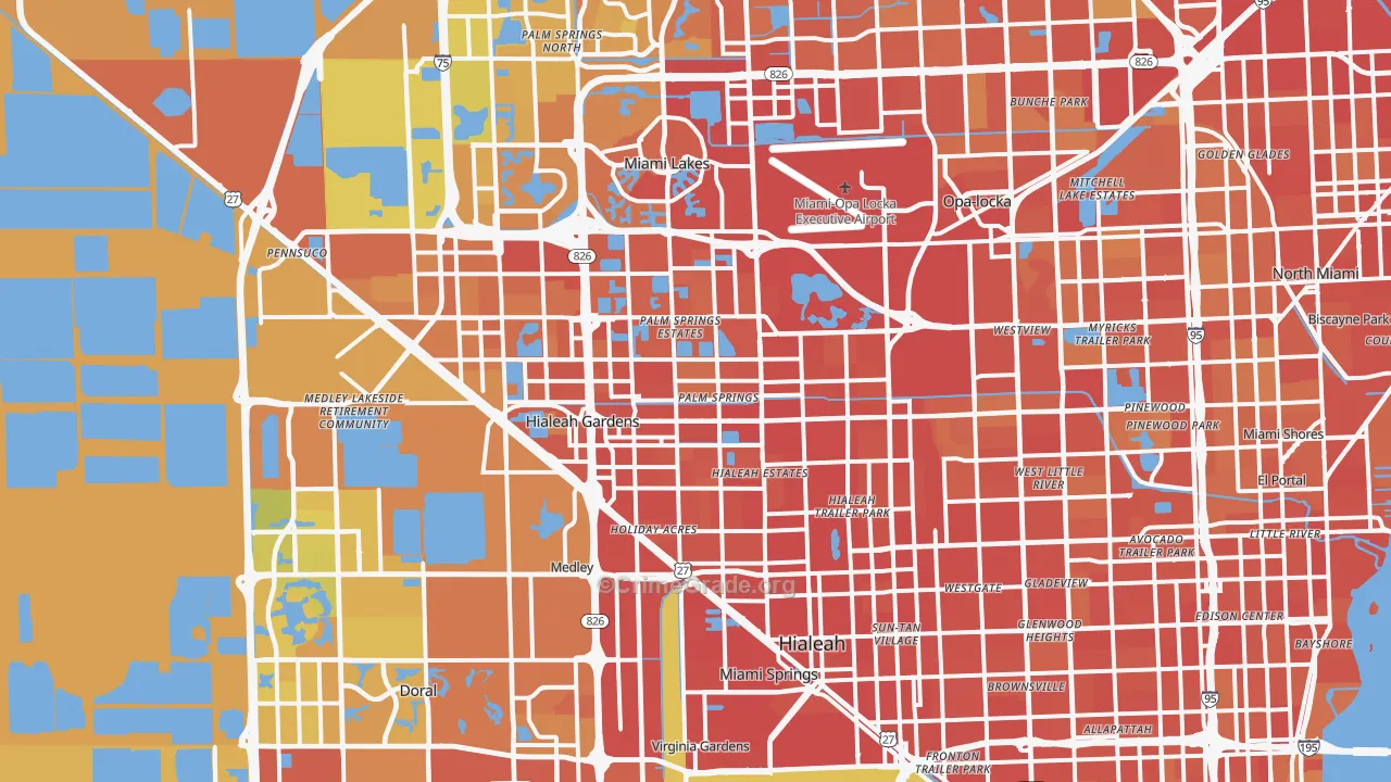 Hialeah, FL Map of Vehicle Theft Rates