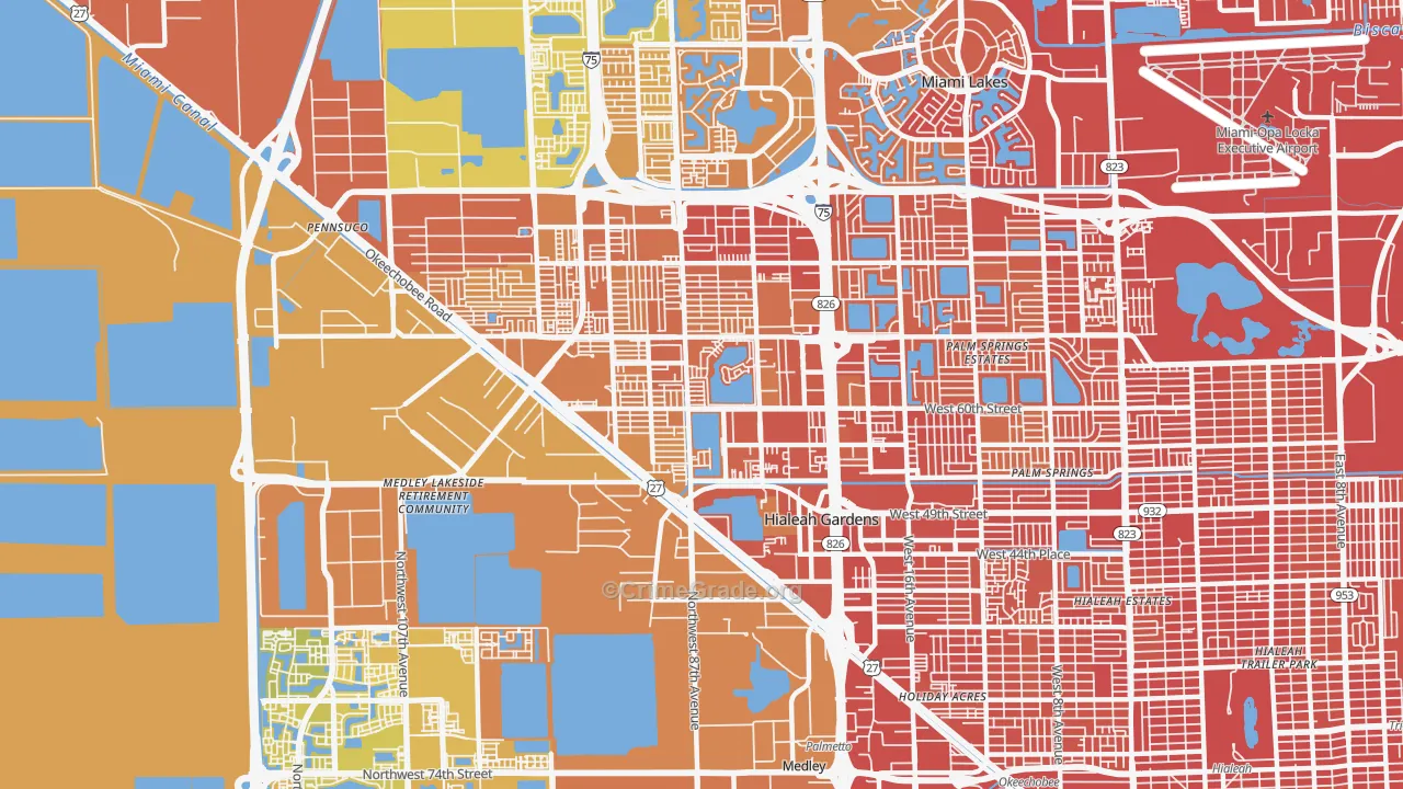 Hialeah Gardens, FL Map of Vehicle Theft Rates