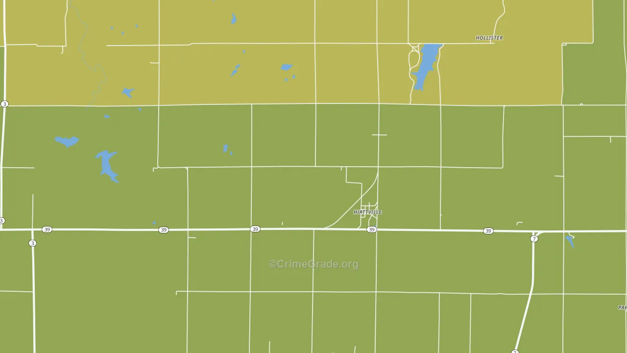 Hiattville, KS Map of Vehicle Theft Rates