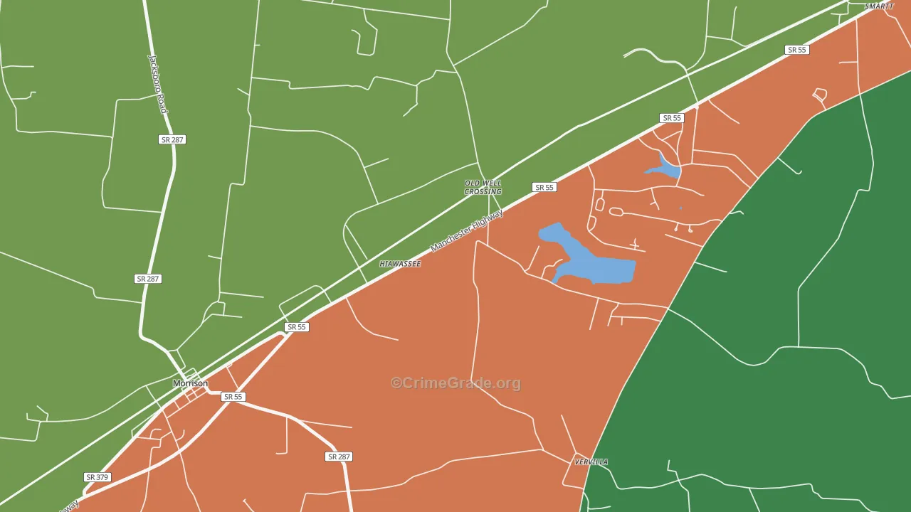 Hiawassee, TN Map of Vehicle Theft Rates