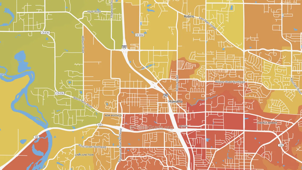 Hiawatha, IA Map of Vehicle Theft Rates