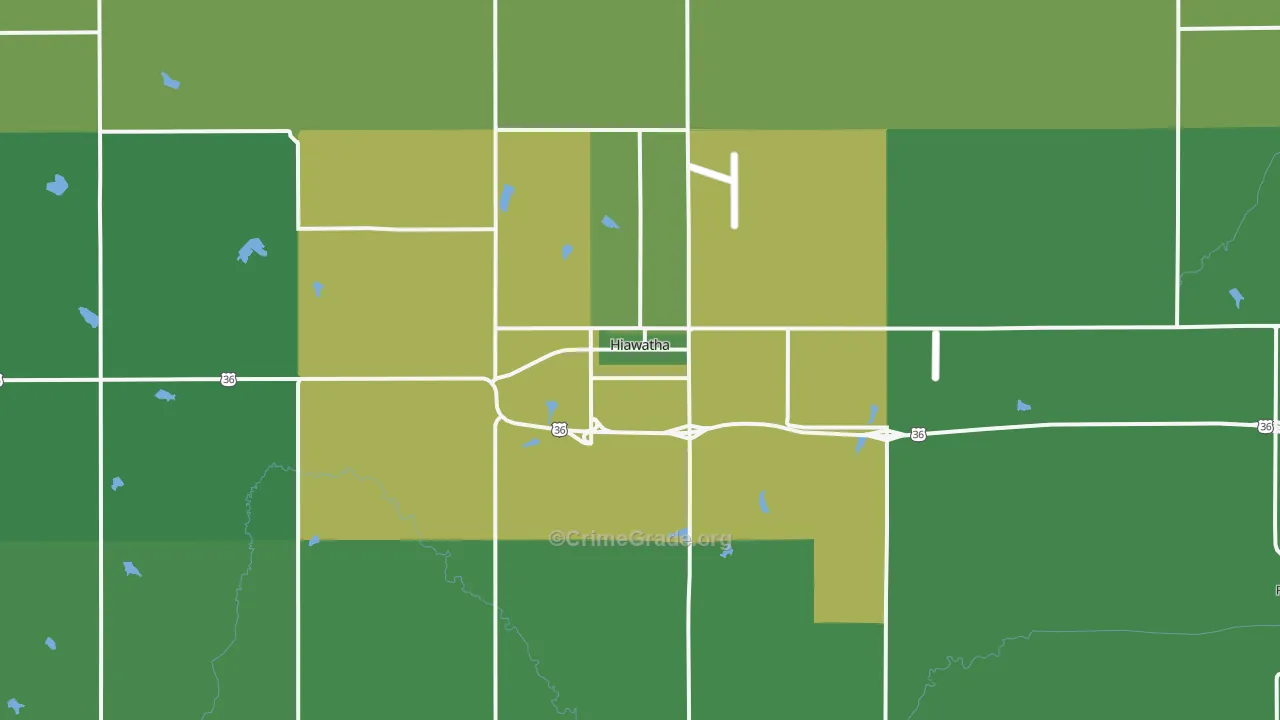 Hiawatha, KS Map of Vehicle Theft Rates