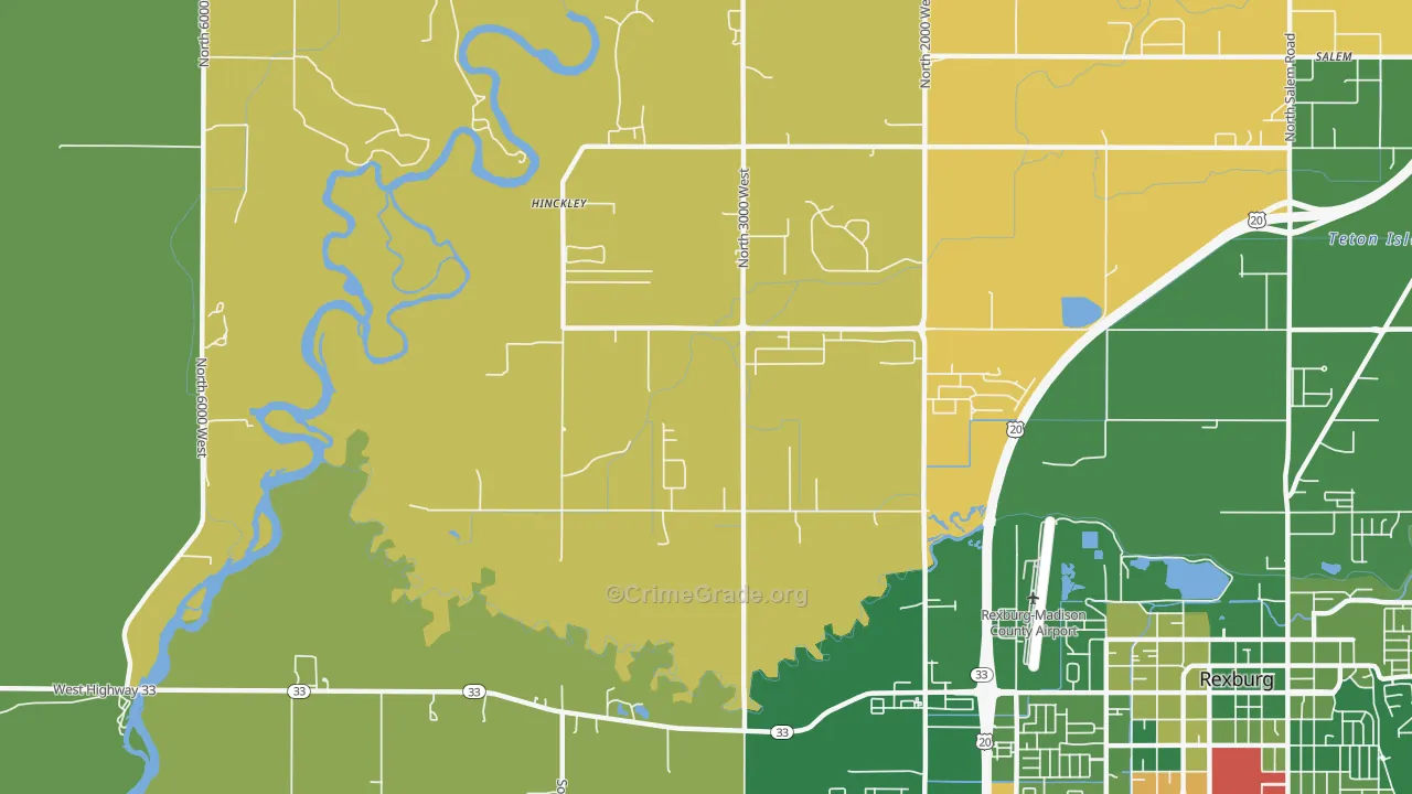 Hibbard, ID Map of Vehicle Theft Rates