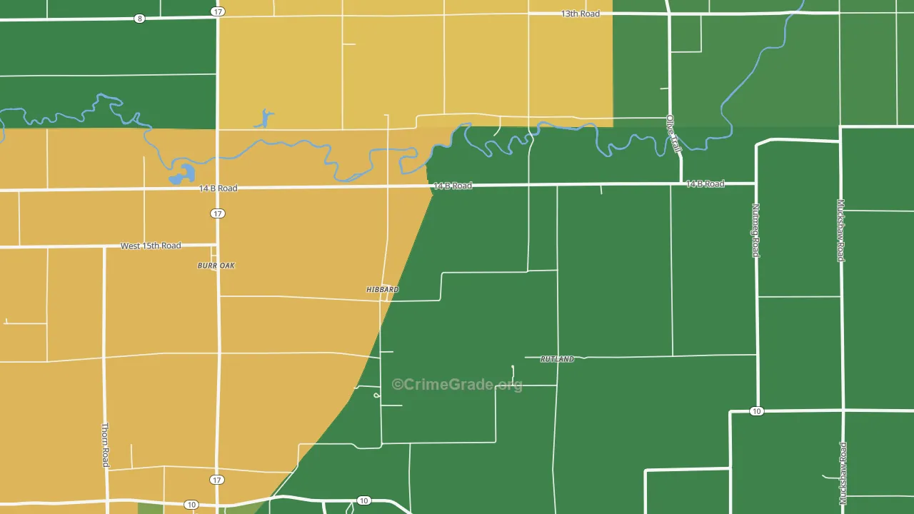 Hibbard, IN Map of Vehicle Theft Rates