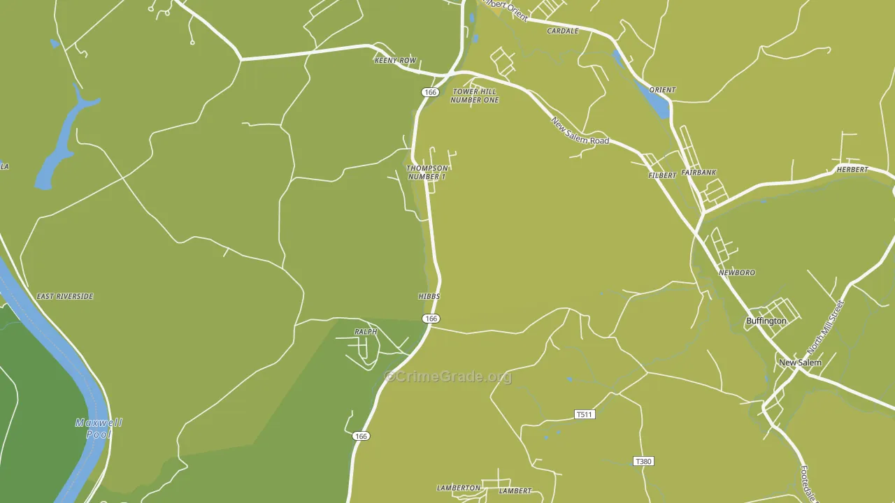 Hibbs, PA Map of Vehicle Theft Rates