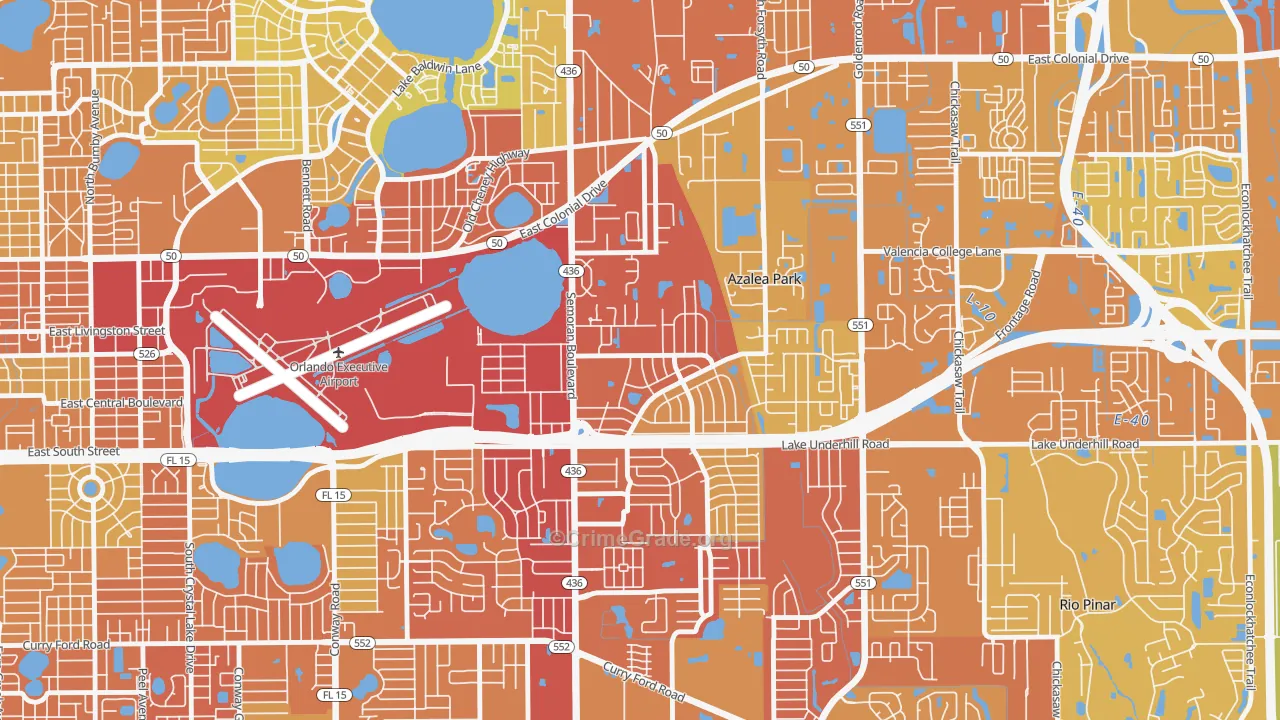 Hibiscus, Azalea Park, FL Map of Vehicle Theft Rates
