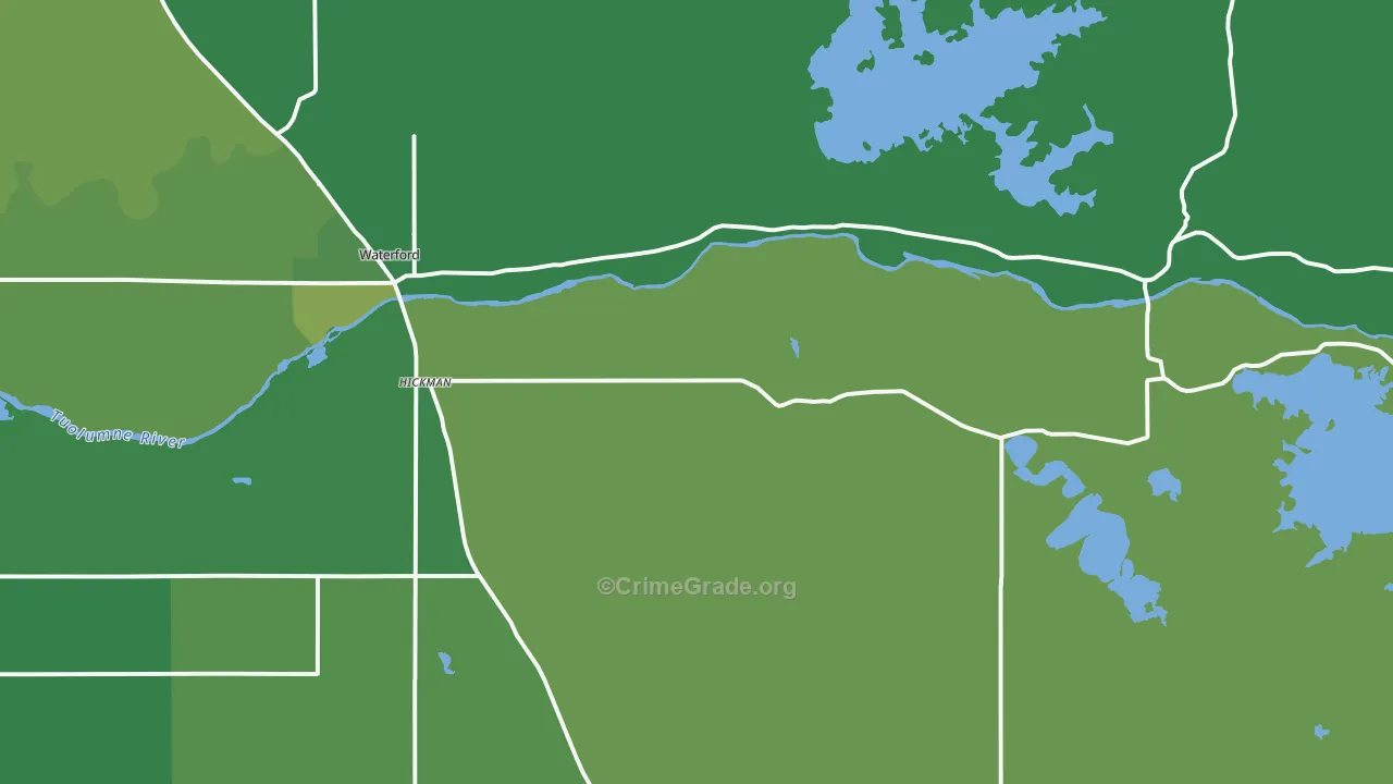 Hickman, CA Map of Vehicle Theft Rates