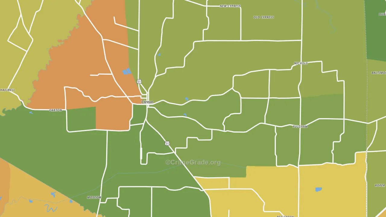Hickman County, KY Map of Vehicle Theft Rates