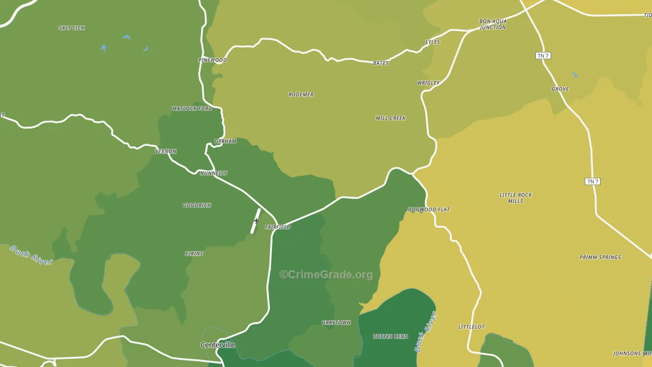 Hickman County, TN Map of Vehicle Theft Rates