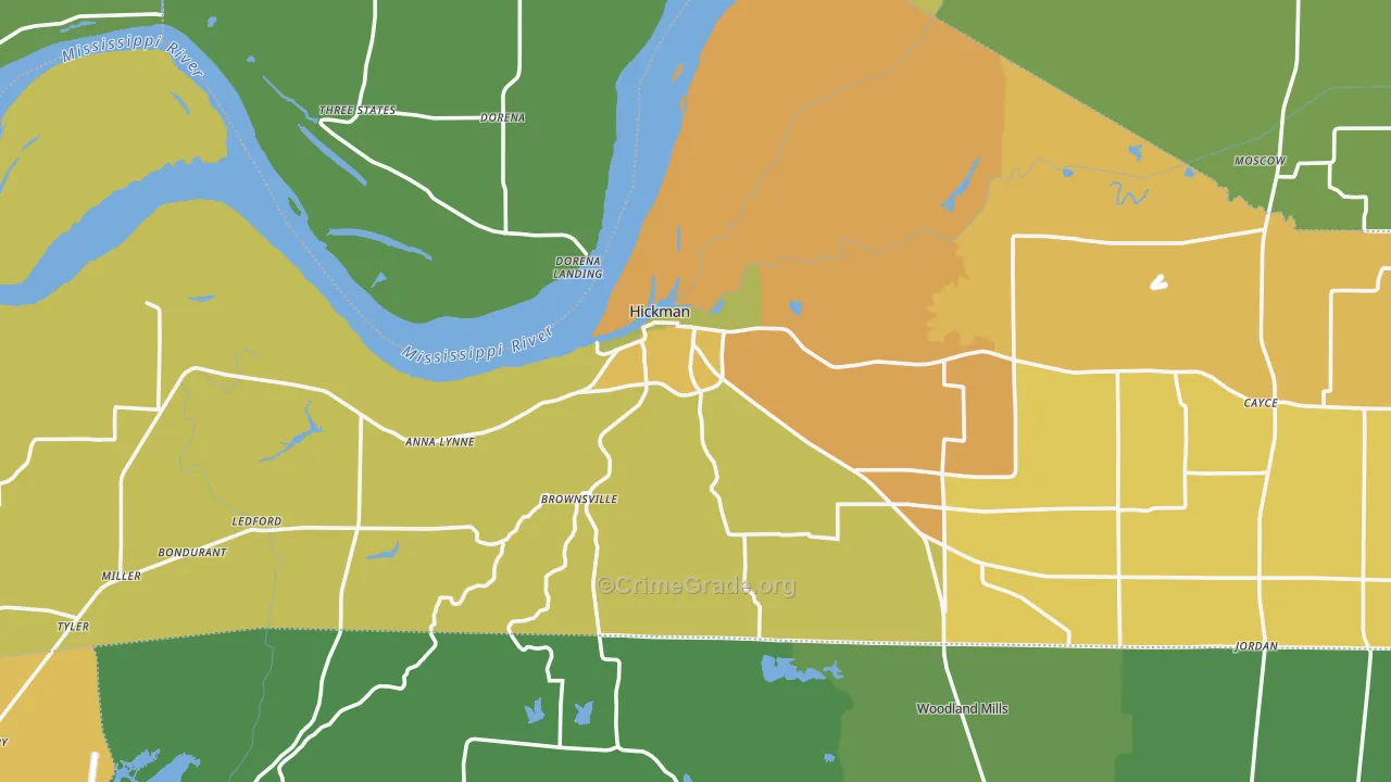 Hickman, KY Map of Vehicle Theft Rates