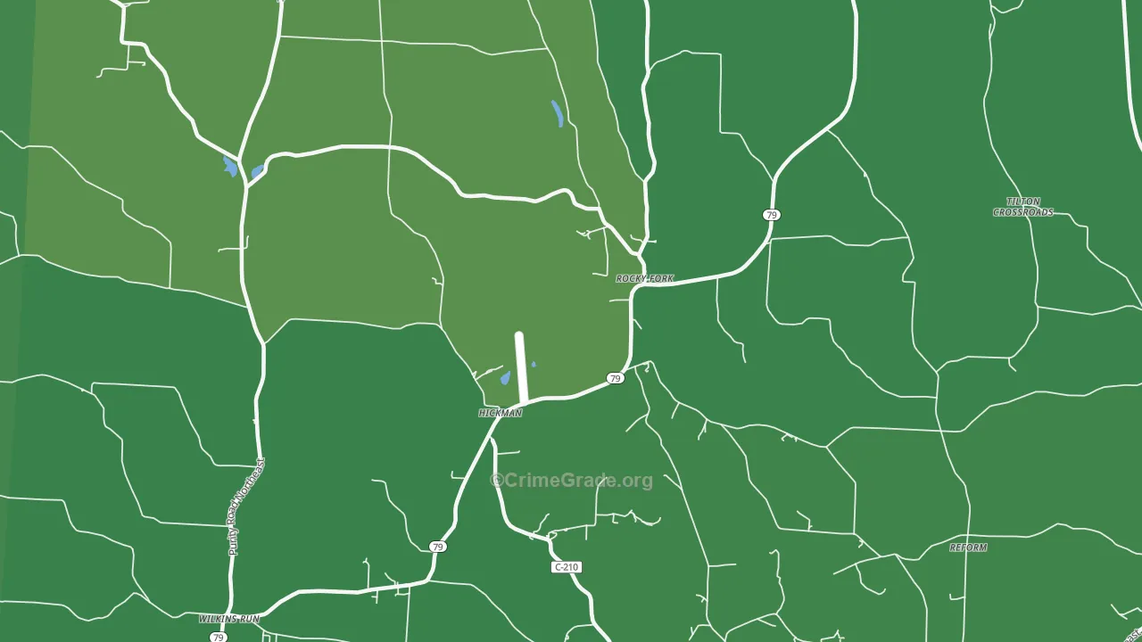Hickman, OH Map of Vehicle Theft Rates