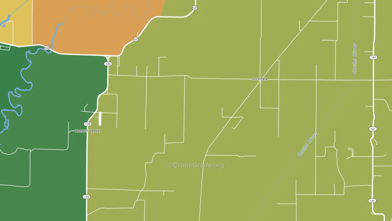 Hickoria, AR Map of Vehicle Theft Rates
