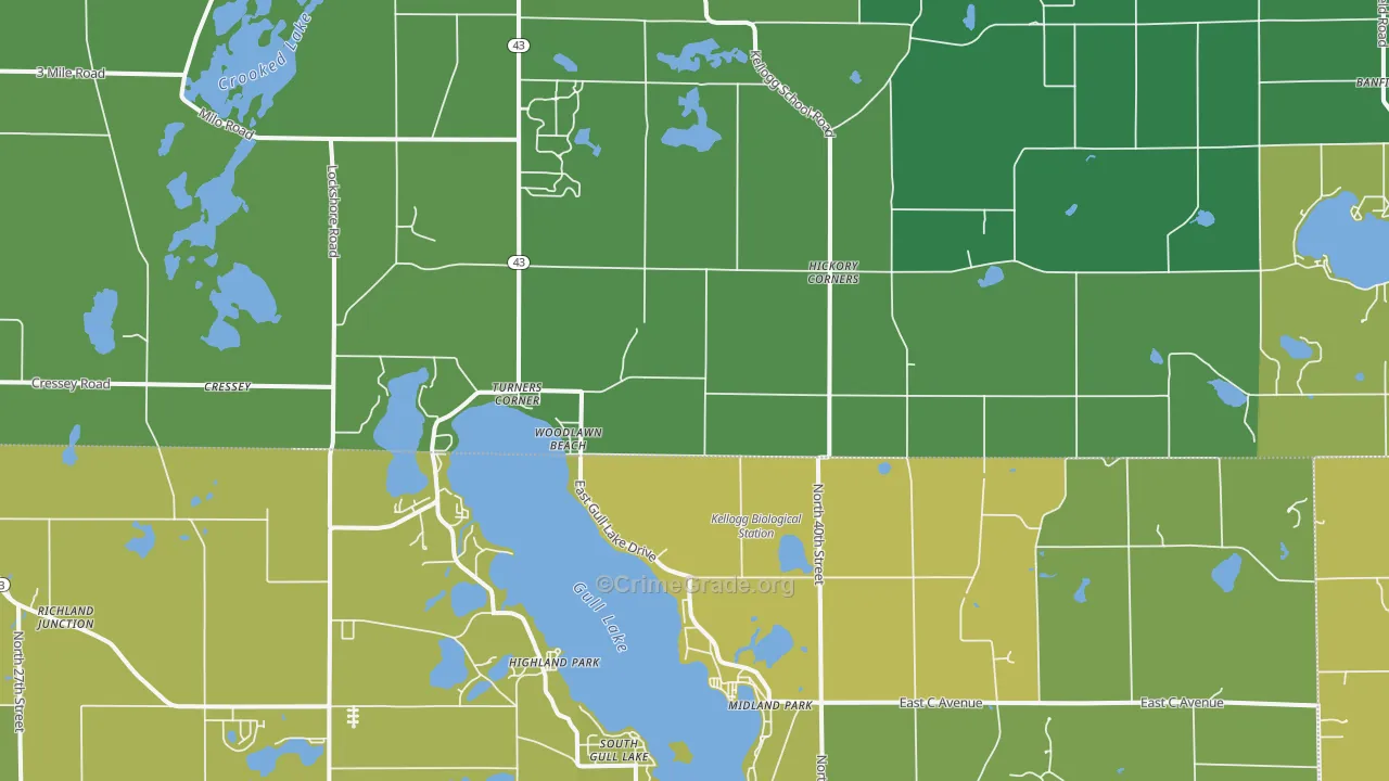 Hickory Corners, MI Map of Vehicle Theft Rates