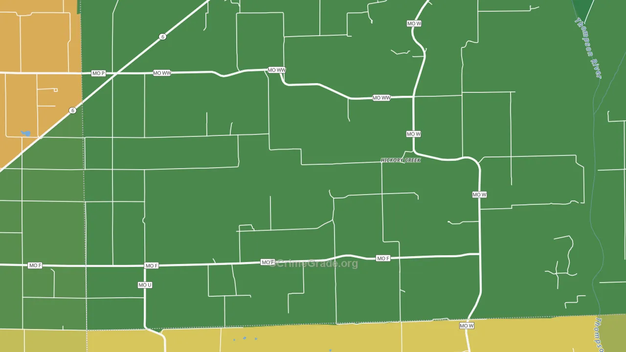 Hickory Creek, MO Map of Vehicle Theft Rates