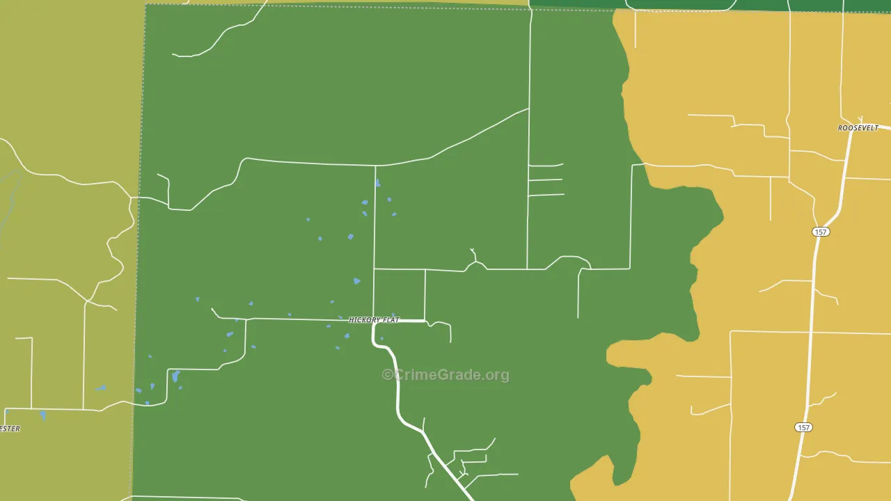 Hickory Flat, AR Map of Vehicle Theft Rates