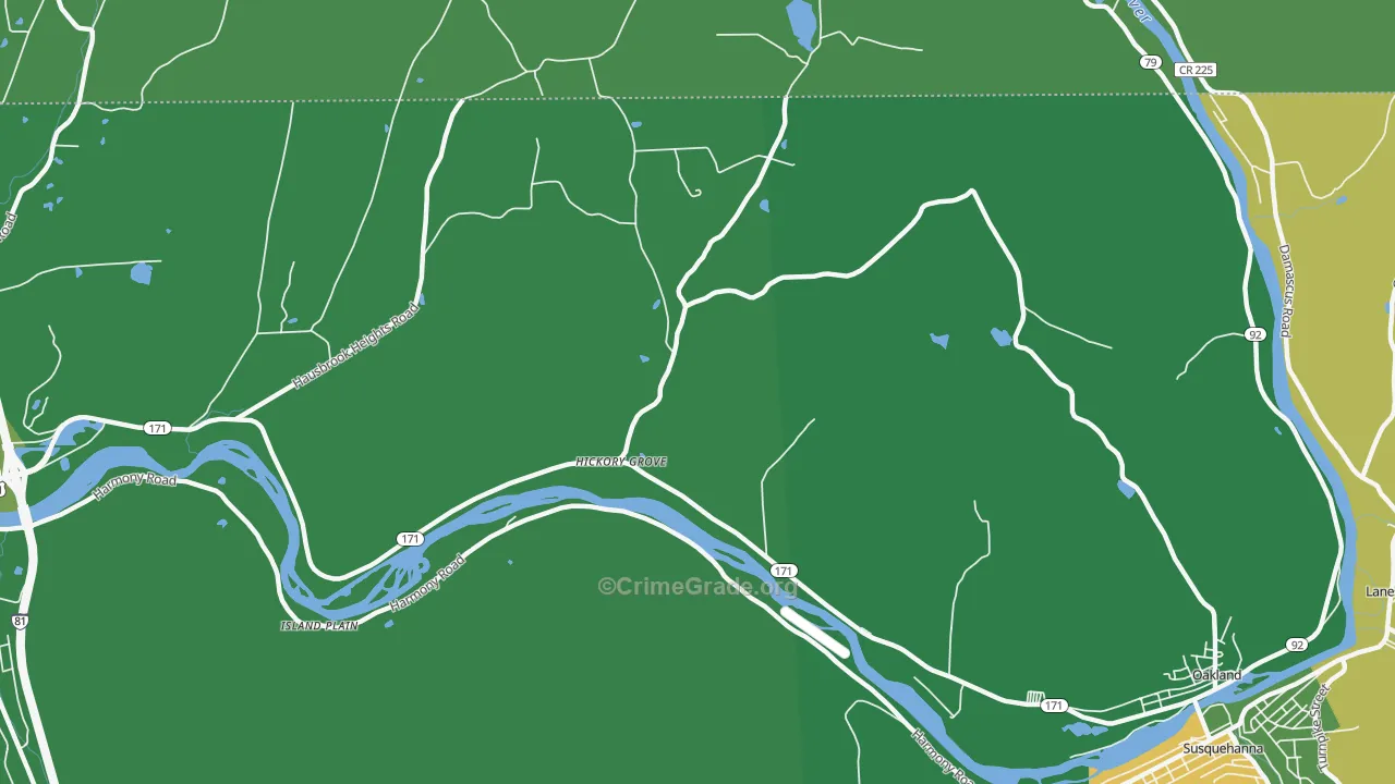 Hickory Grove, PA Map of Vehicle Theft Rates