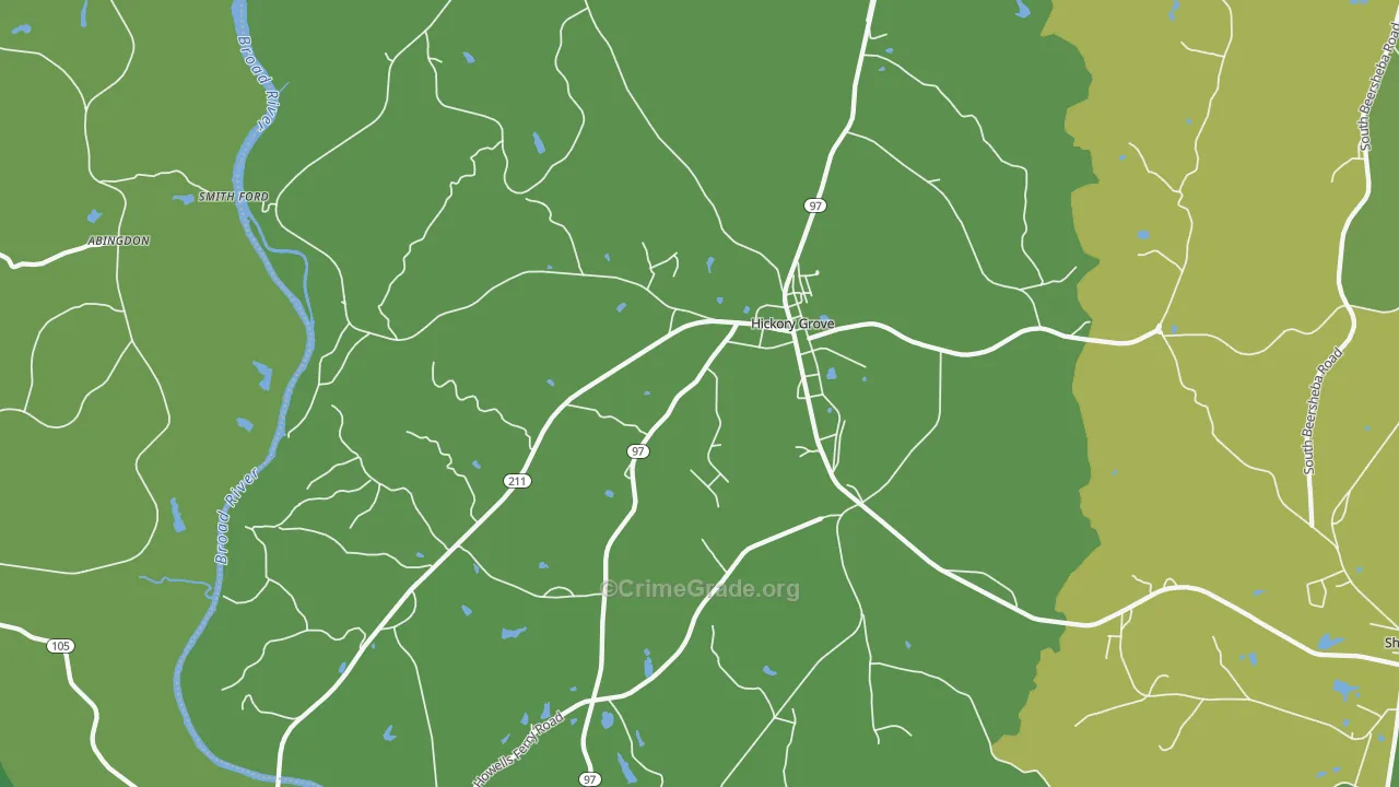 Hickory Grove, SC Map of Vehicle Theft Rates