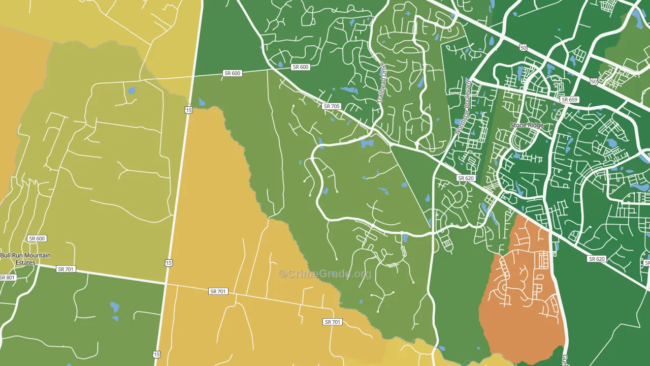 Hickory Grove, VA Map of Vehicle Theft Rates