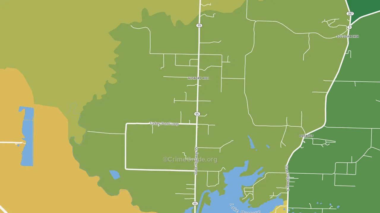 Hickory Hill, AR Map of Vehicle Theft Rates