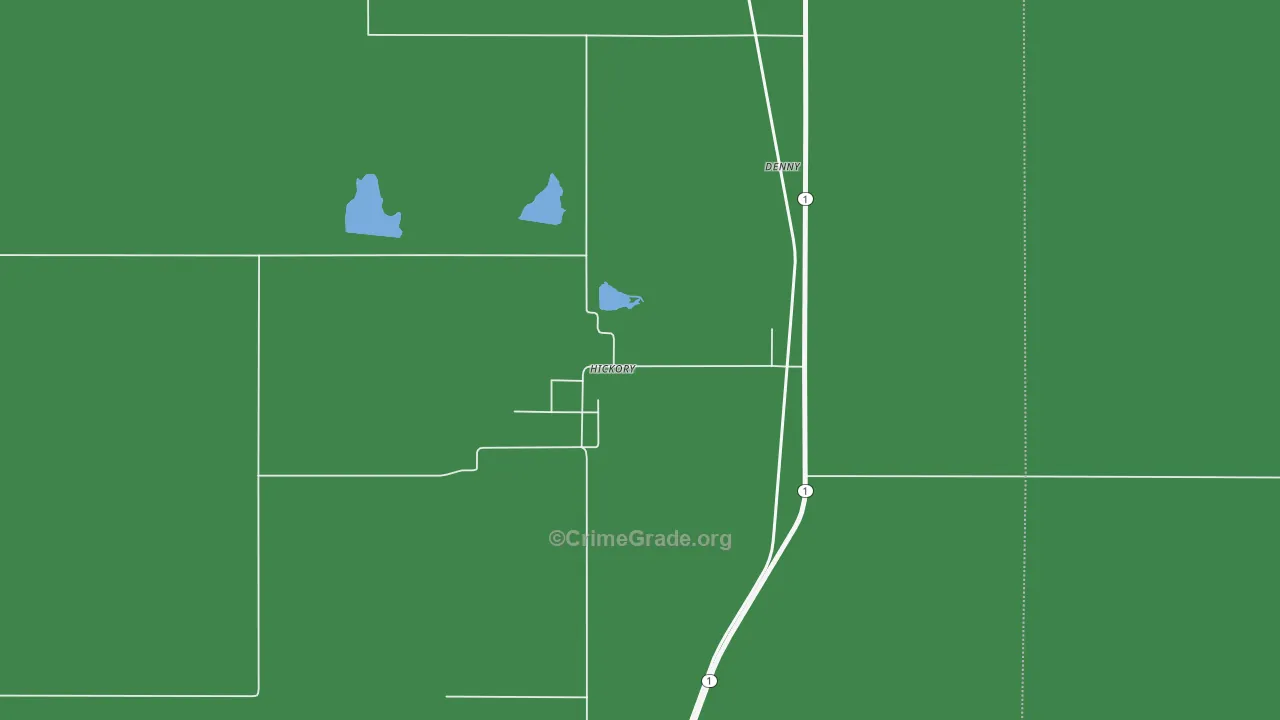 Hickory, OK Map of Vehicle Theft Rates