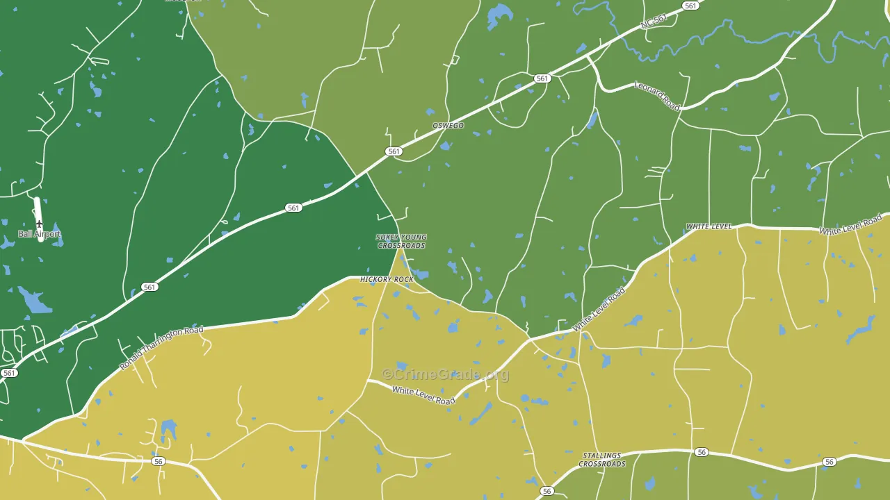 Hickory Rock, NC Map of Vehicle Theft Rates