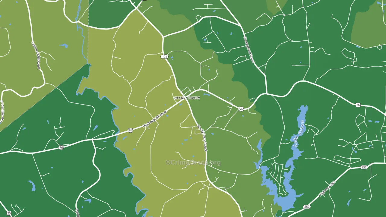 Hickory Tavern, SC Map of Vehicle Theft Rates