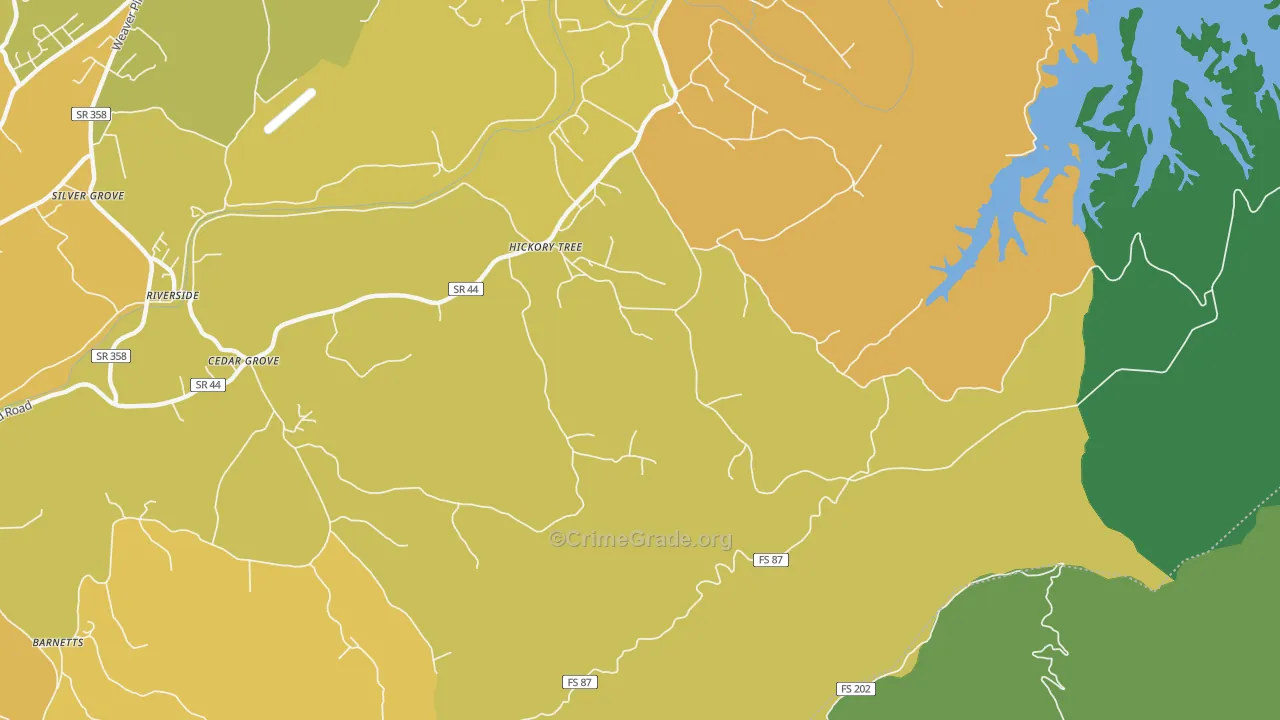 Hickory Tree, TN Map of Vehicle Theft Rates