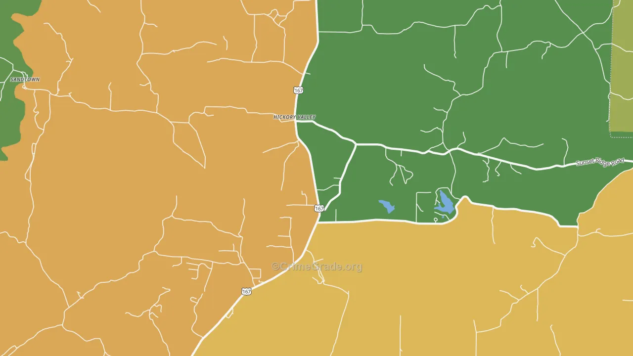 Hickory Valley, AR Map of Vehicle Theft Rates