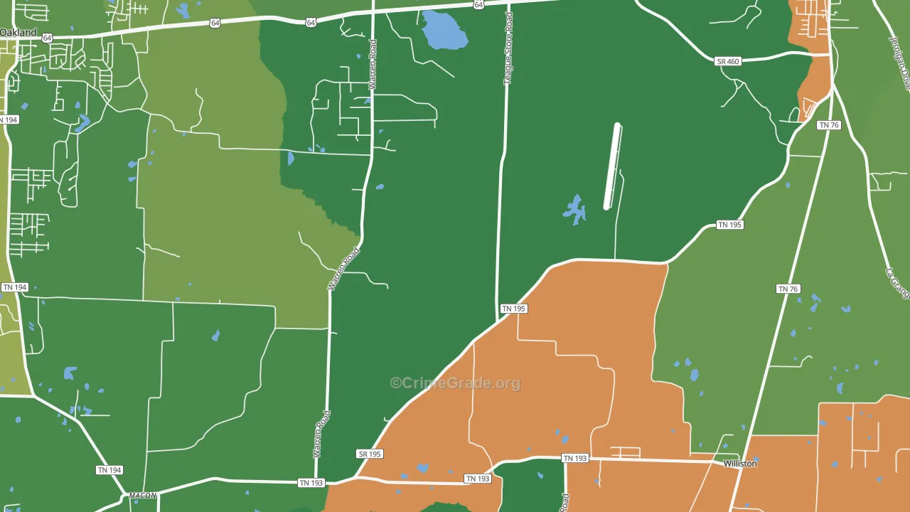 Hickory Withe, TN Map of Vehicle Theft Rates