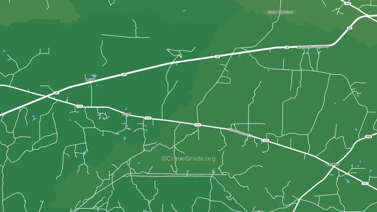 Hicks, LA Map of Vehicle Theft Rates
