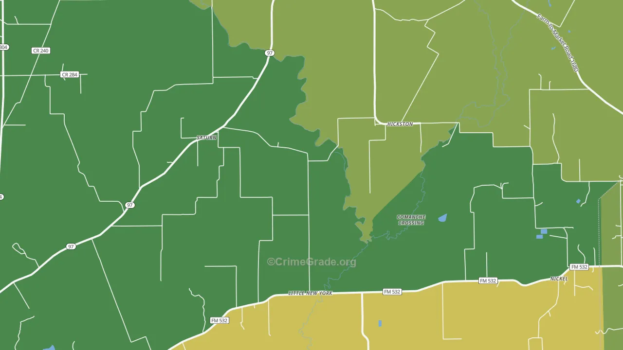 Hickston, TX Map of Vehicle Theft Rates