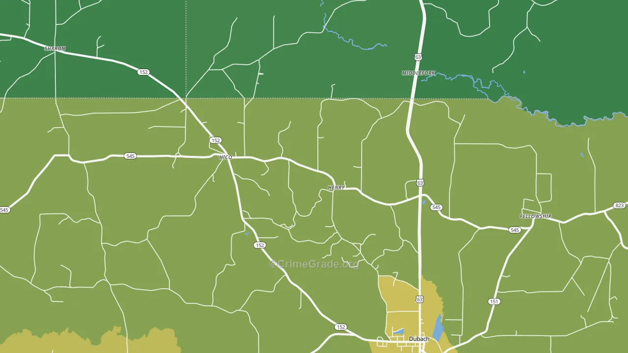 Hico, LA Map of Vehicle Theft Rates