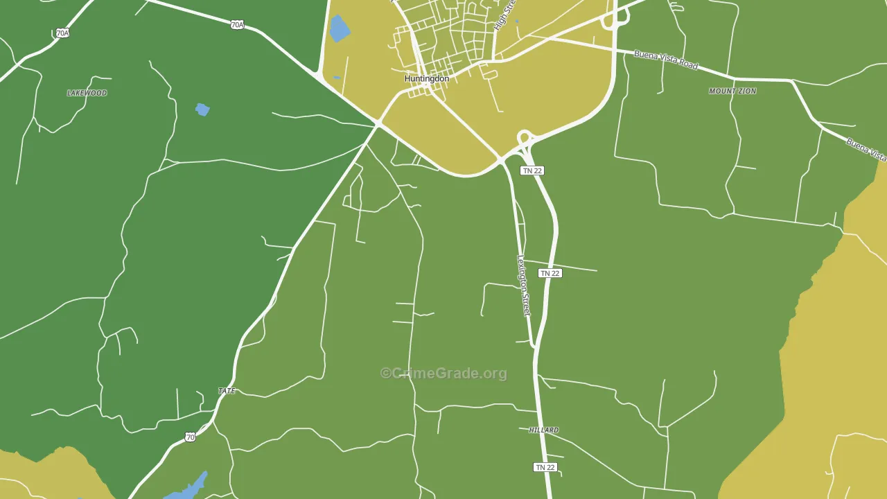 Hico, TN Map of Vehicle Theft Rates
