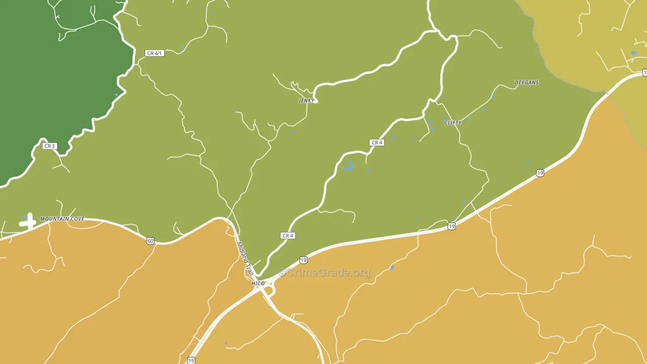 Hico, WV Map of Vehicle Theft Rates