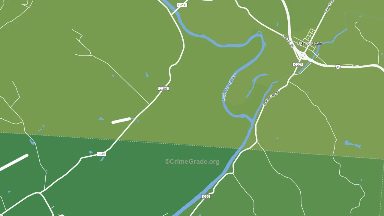 Higby, OH Map of Vehicle Theft Rates