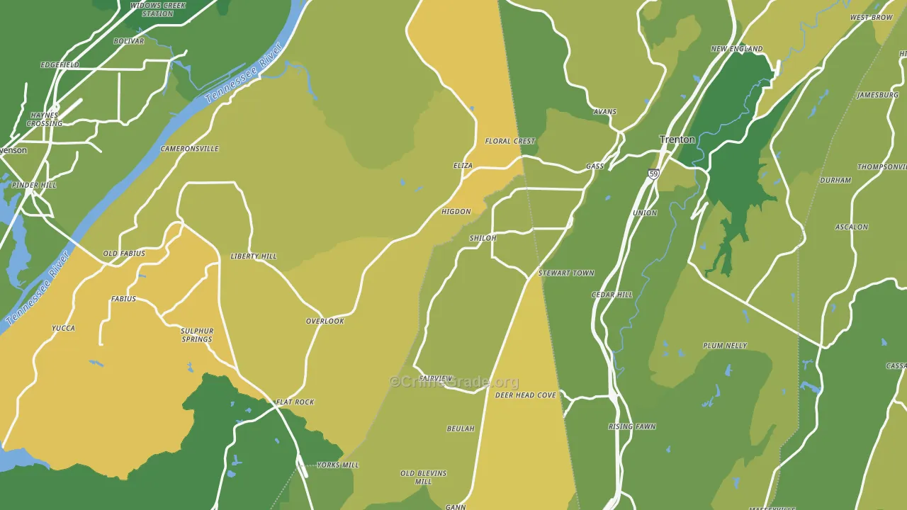 Higdon, AL Map of Vehicle Theft Rates