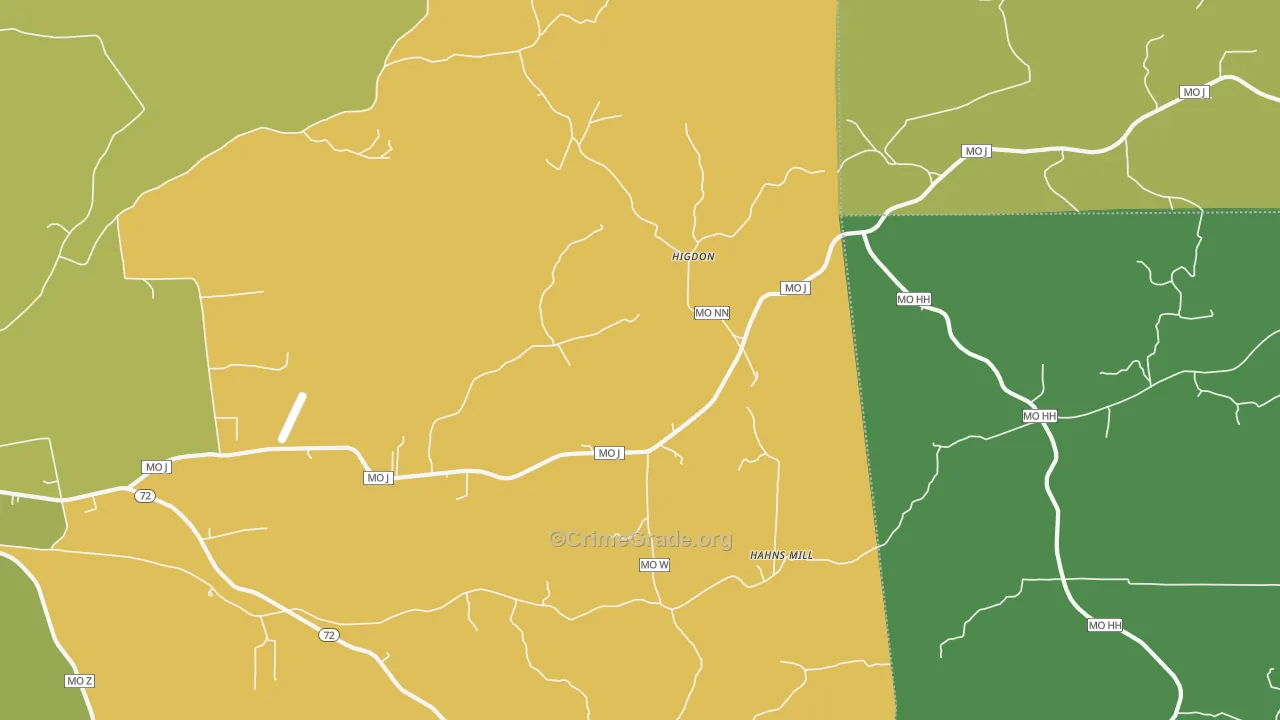 Higdon, MO Map of Vehicle Theft Rates