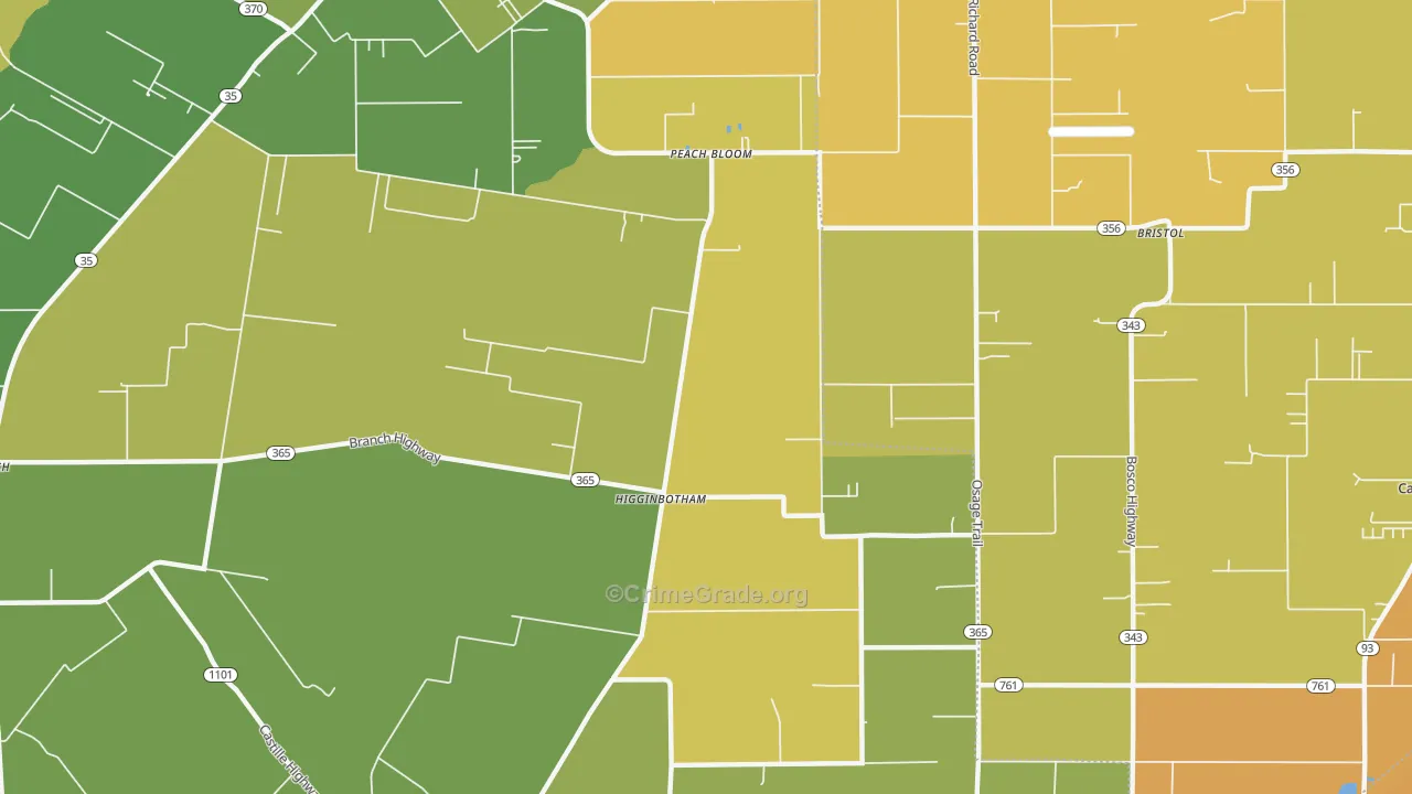 Higginbotham, LA Map of Vehicle Theft Rates