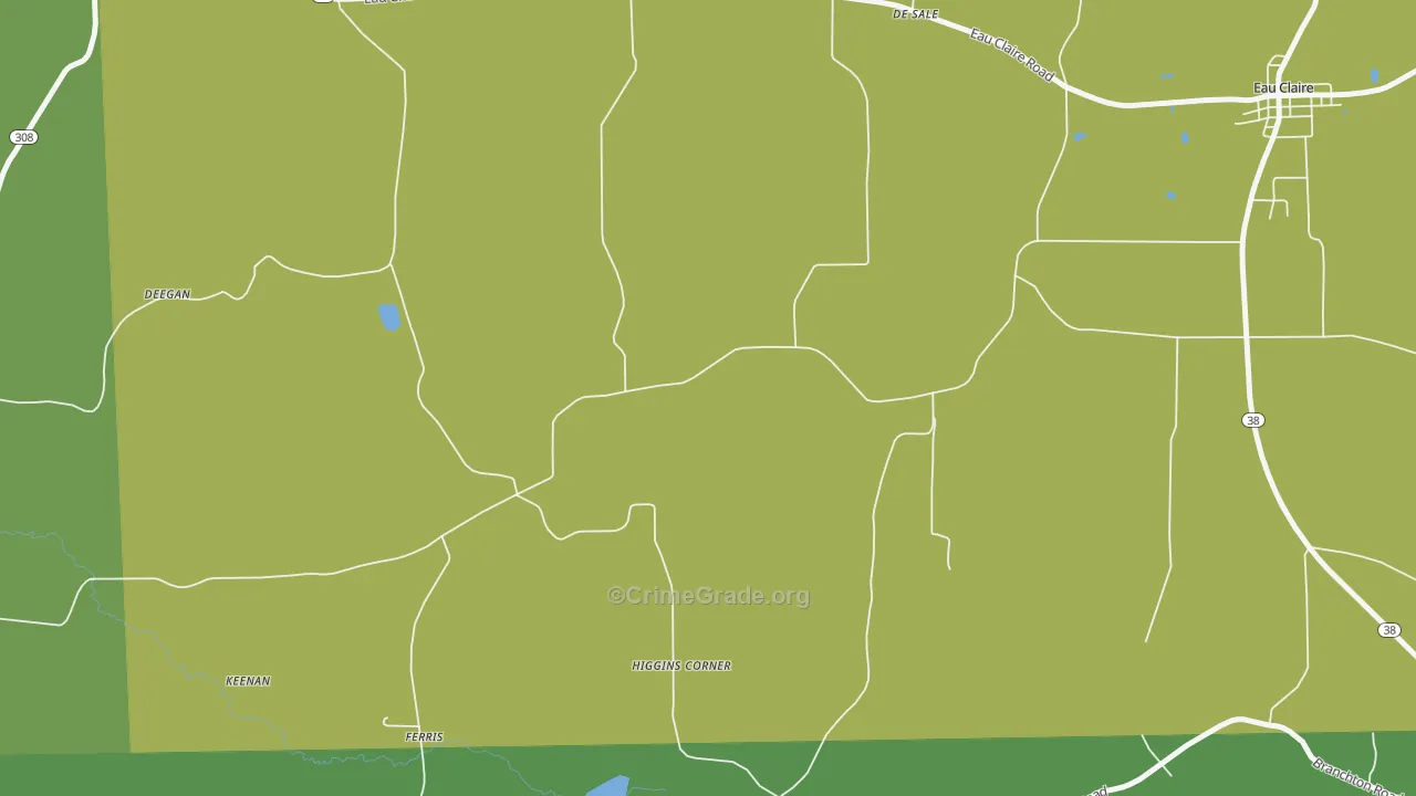Higgins Corners, PA Map of Vehicle Theft Rates