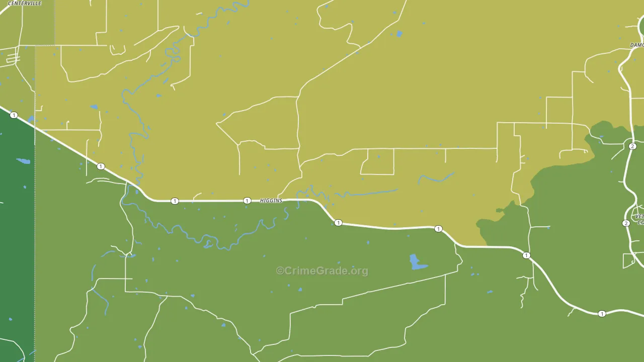 Higgins, OK Map of Vehicle Theft Rates