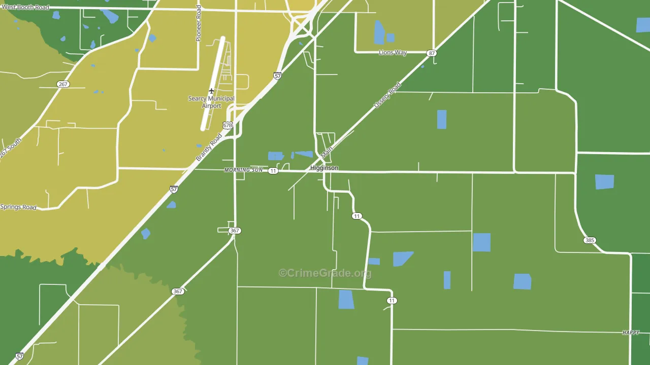 Higginson, AR Map of Vehicle Theft Rates