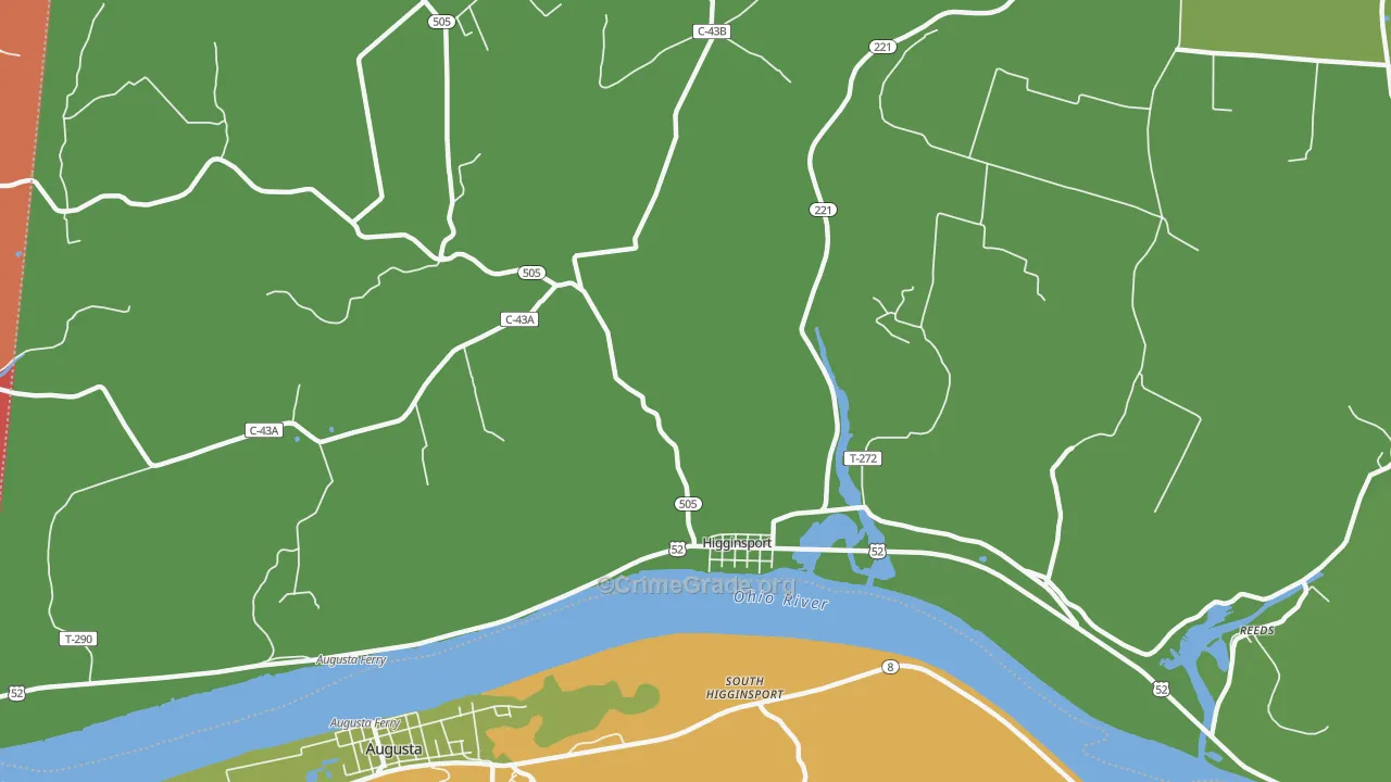 Higginsport, OH Map of Vehicle Theft Rates