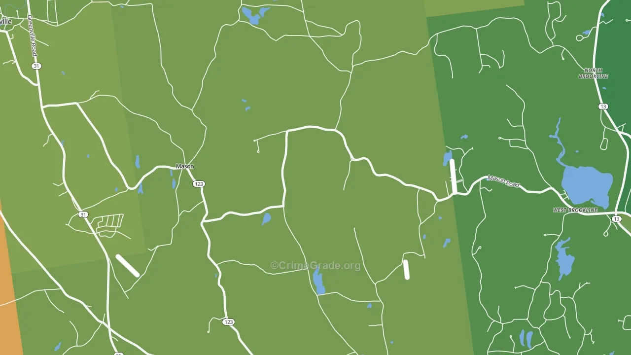 High Bridge, NH Map of Vehicle Theft Rates