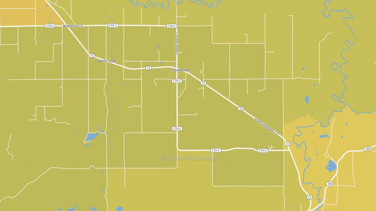 High Bridge, WI Map of Vehicle Theft Rates