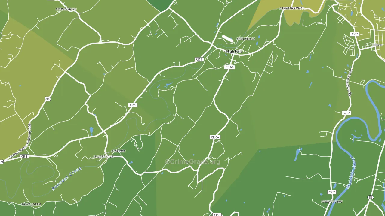 High Falls, NY Map of Vehicle Theft Rates
