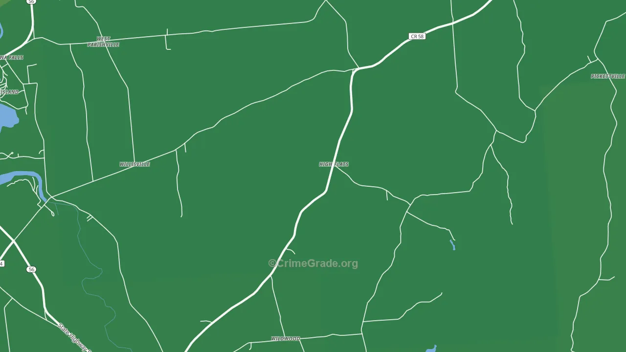 High Flats, NY Map of Vehicle Theft Rates