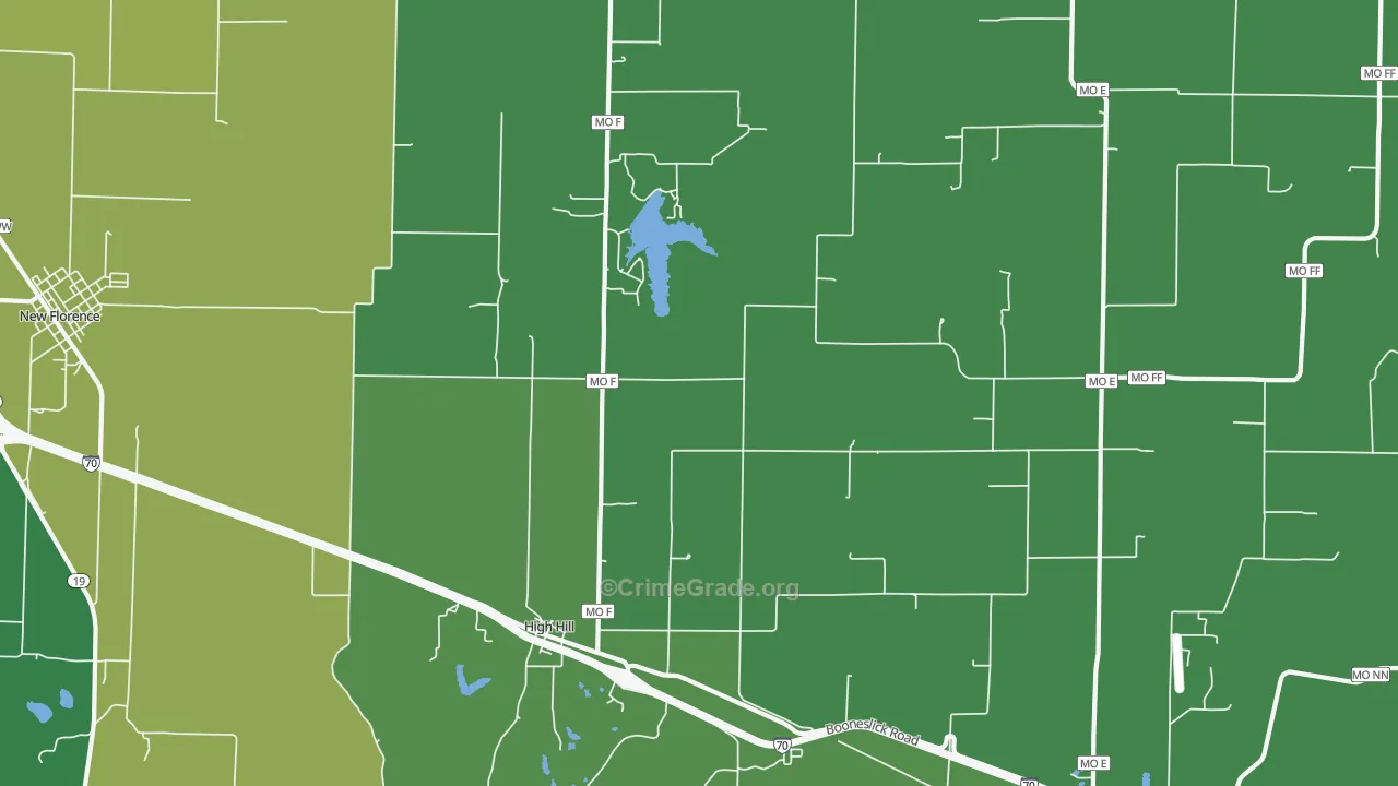 High Hill, MO Map of Vehicle Theft Rates