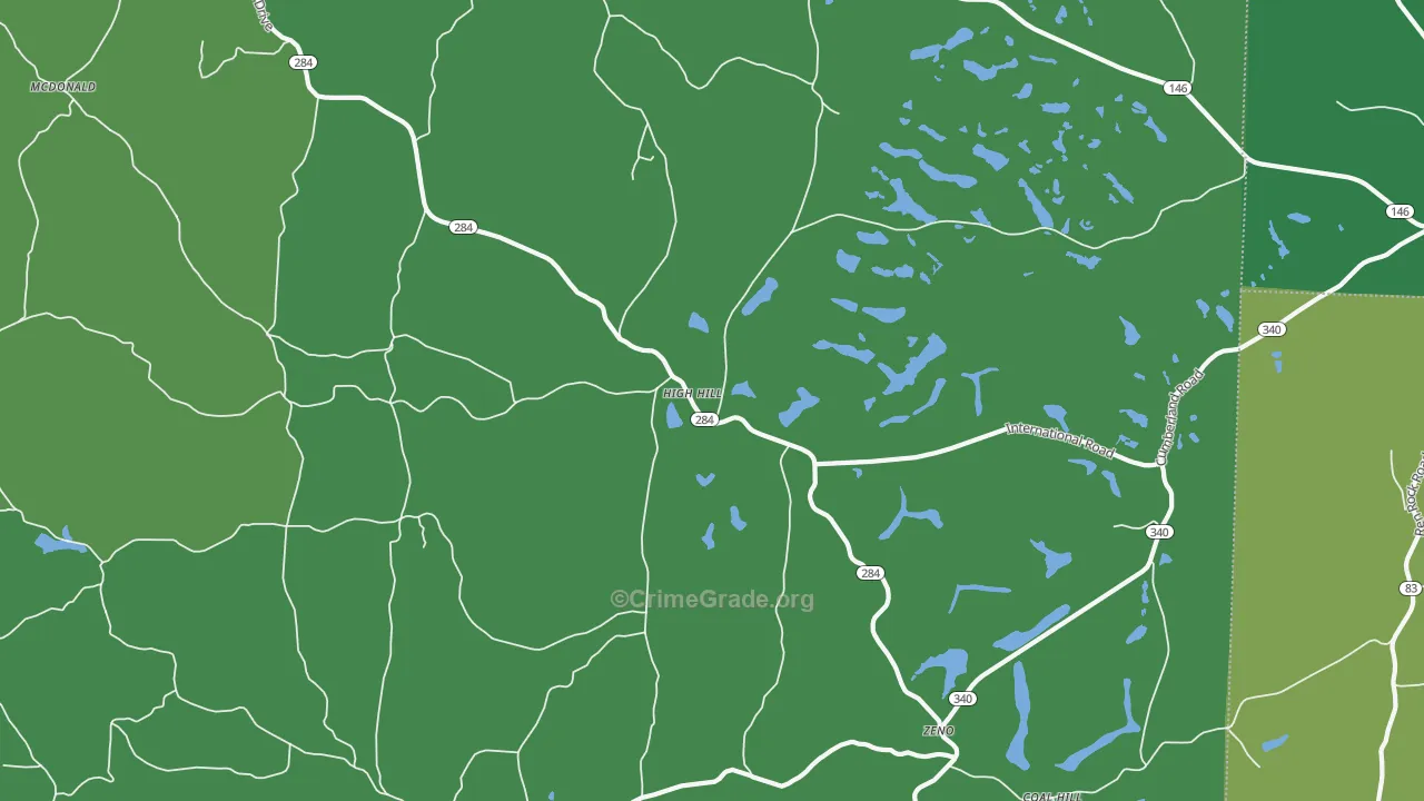 High Hill, OH Map of Vehicle Theft Rates