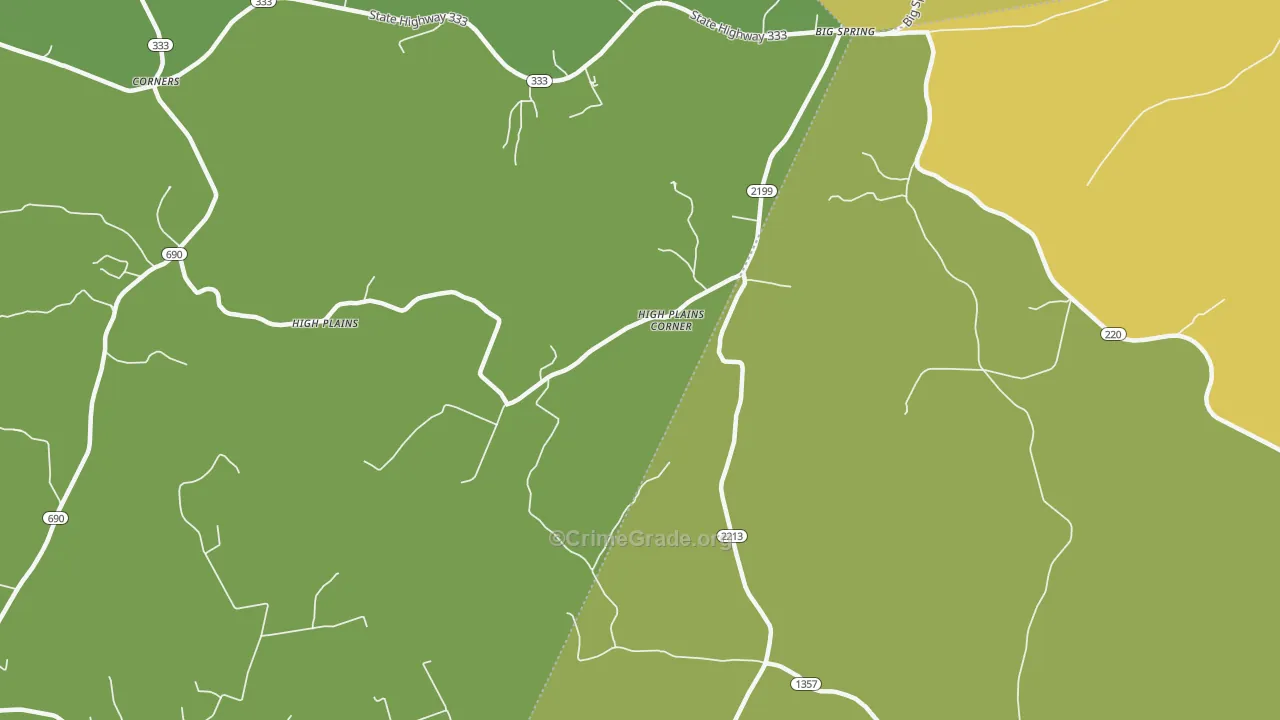High Plains, KY Map of Vehicle Theft Rates